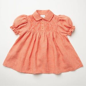 Marco Polo Mini Check Linen Dress, strawberry & oats